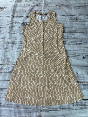 H By Halston Dress Sleeveless Size Small Summer Tank Beige White Pattern
